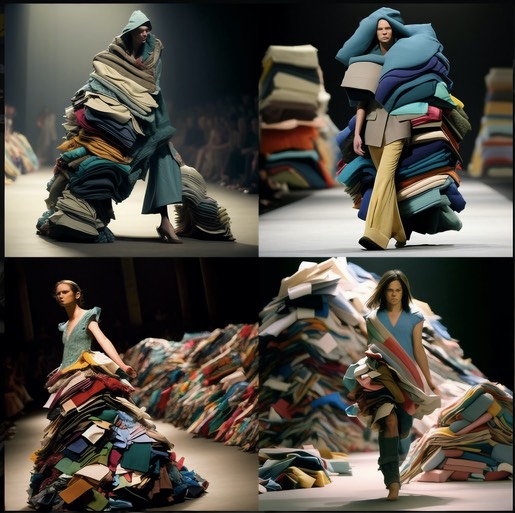 4 Lockwood Melissa Fashion Industry Fabric Waste Show on the runway. digital art x4