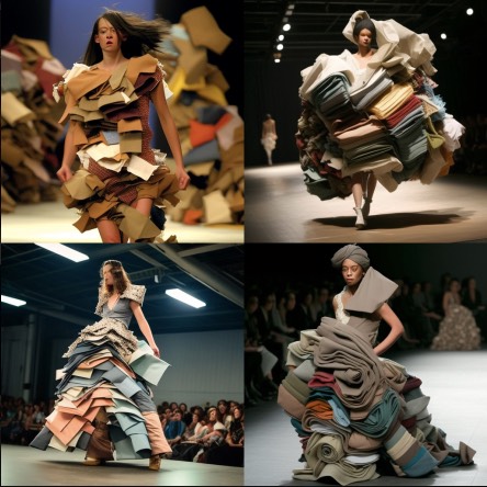 female models pattern waste fabric 