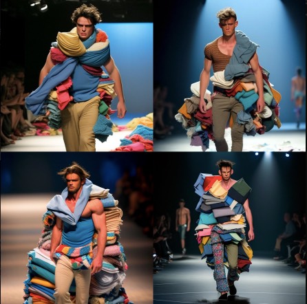 male model piles of fabric 2