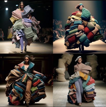female model wearing bulky fabric